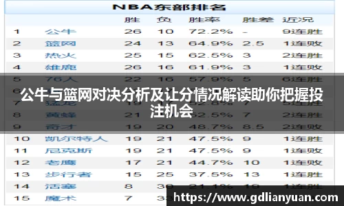 公牛与篮网对决分析及让分情况解读助你把握投注机会
